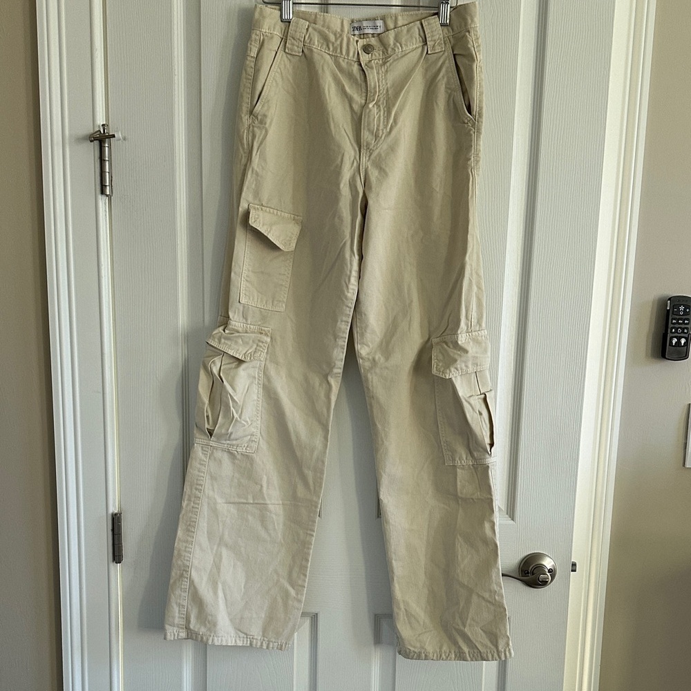 Zara Cream Cargo Pants - Picture 1 of 10